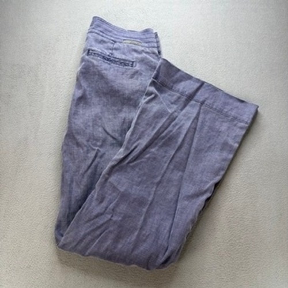 Level 99 Linen Tencel Wide Leg Flare Pants Size 28 Purple Trousers Boho Casual